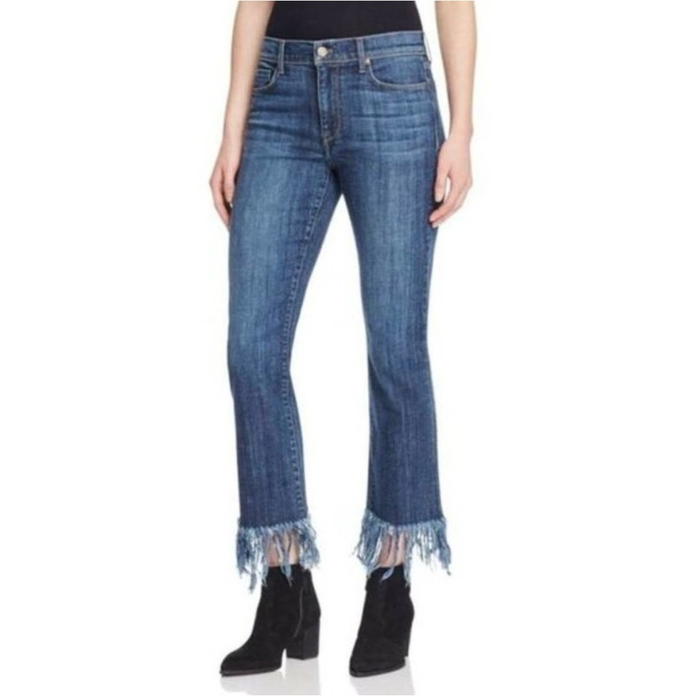 Pistola Blue Denim Frayed Hem Straight Jeans 24